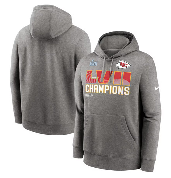 Men's Kansas City Chiefs Gray Super Bowl LVII Champions Fleece Pullover Hoodie